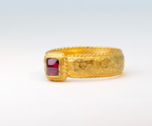 Hand-made Garnet Ring in Pure Gold