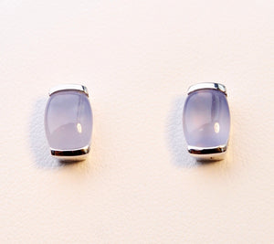 14K white gold post earrings with Calcedony