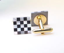 Mother-of-Pearl and Black Onyx Checkerboard Cufflinks