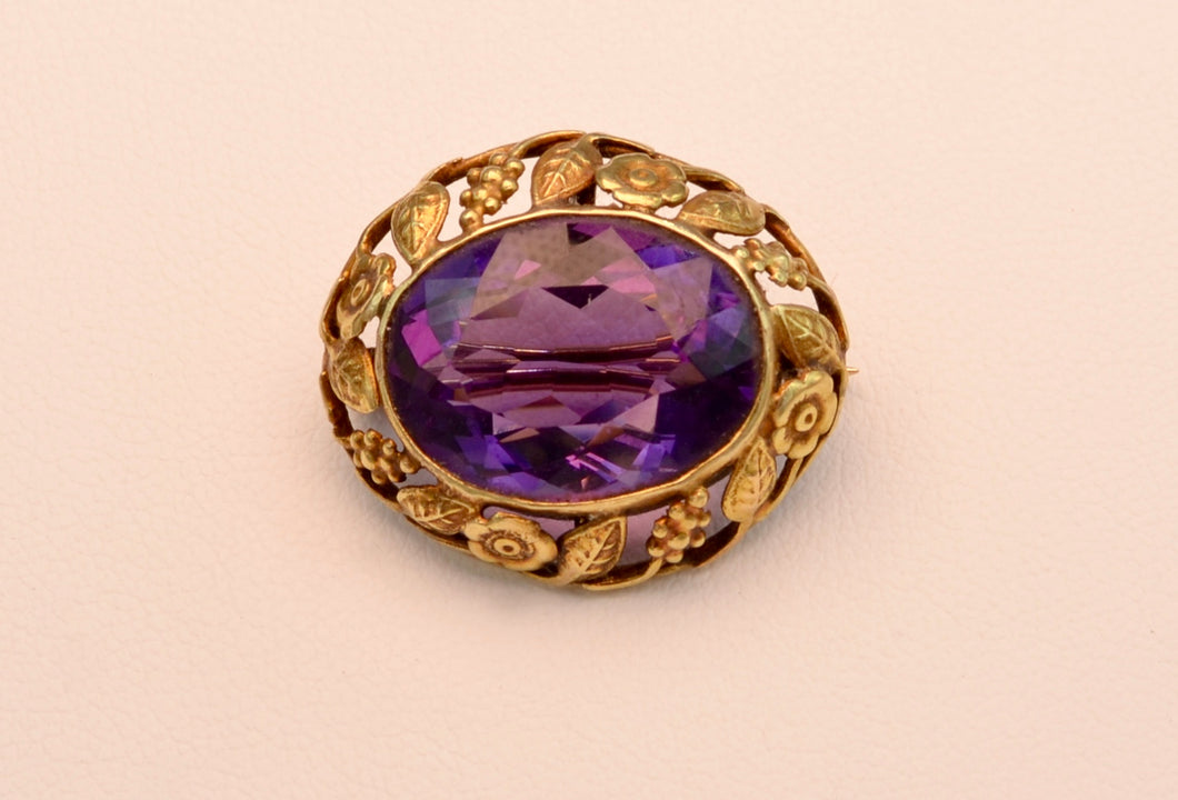 14K Victorian Amethyst Brooch