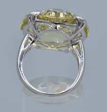 14K white gold ring with Green Amethysts and Diamonds