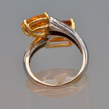 14K white gold ring with two Citrines