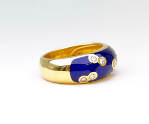 Blue Enamel and Diamond Constellation Ring