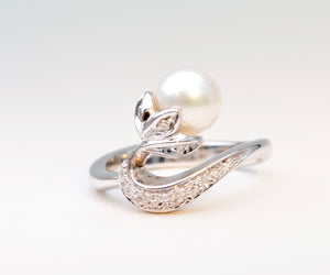 Pearl and Diamond Swan Ring