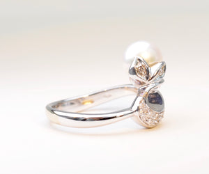 Pearl and Diamond Swan Ring