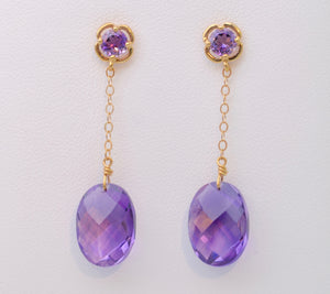 Amethyst Dangle Earrings in 14K Yellow Gold