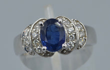 14K white gold ring with Blue Sapphire and diamonds