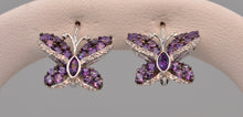 14K white gold Amethyst/Diamond butterfly earrings