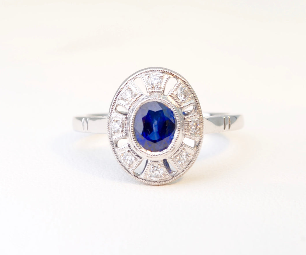 Sapphire Ring in 18K White Gold