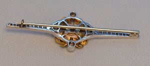 Platinum Diamond Brooch with Green Enamel Four-Leaf Clover