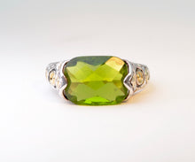 Sterling Silver Faceted Synthetic Green Stone