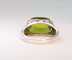 Sterling Silver Faceted Synthetic Green Stone