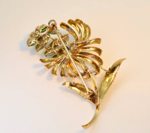 14K yellow gold brooch with 12 pear-shaped Jadeites