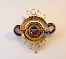 Antique 18K Rose Gold Victorian Brooch with Amethysts and Seed Pearl