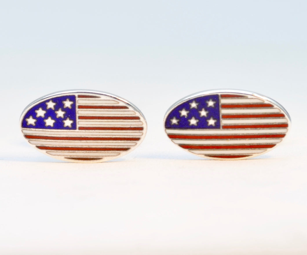 Sterling Silver American Flag Cufflinks