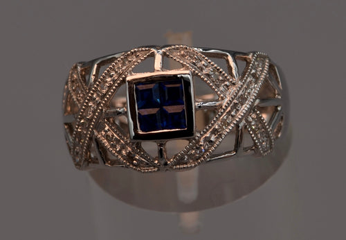 14K white gold Sapphire and Diamond band