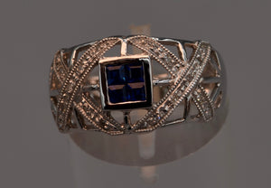 14K white gold Sapphire and Diamond band