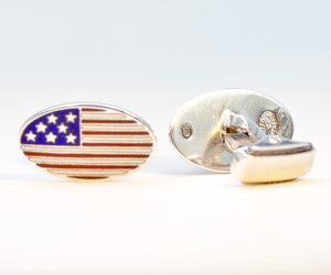 Sterling Silver American Flag Cufflinks