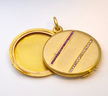 Antique 18K Yellow Gold Locket with Ruby and Diamond Trims