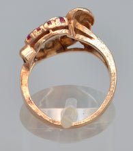 14K rose gold ring with Diamonds and Rubies, ca. 1940's