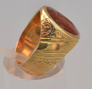 14K yellow gold Victorian ring with old Roman Intaglio