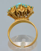 18K yellow gold Turquoise ring handmade in Egypt