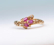 Ruby Ring with Small Side Diamond in 14K Yellow Gold