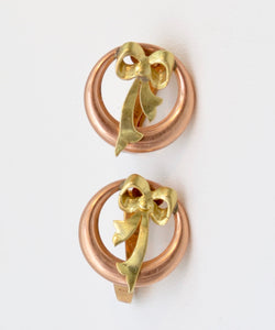 14K Yellow and Rose Gold Bow Earrings