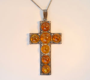 Amber Cross in Sterling Silver