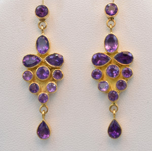 18K yellow gold, Amethyst dangle earrings