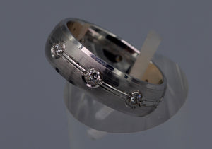 14K white gold wedding band with eight round Diamonds
