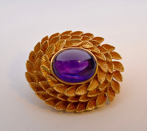 14K yellow gold Amethyst brooch, circa 1940