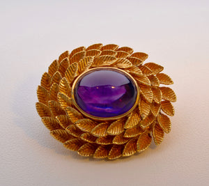 14K yellow gold Amethyst brooch, circa 1940