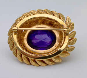 14K yellow gold Amethyst brooch, circa 1940