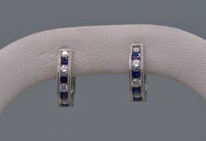 18K white gold hoop earrings with Diamonds & Sapphires