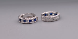 18K white gold hoop earrings with Diamonds & Sapphires