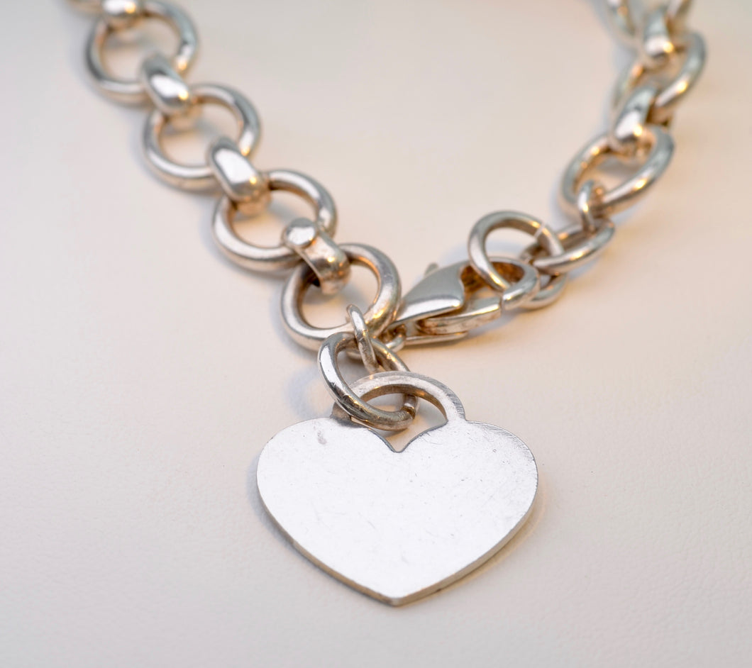 Sterling Silver Heart Link Bracelet