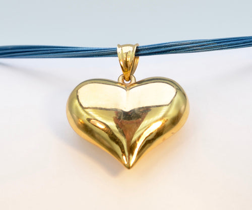 14K Yellow Gold Puffed Heart Pendant