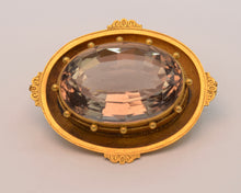 14K Victorian Etruscan Design Golden Citrine Brooch