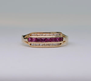 14K Yellow Gold Ruby and Diamond Band