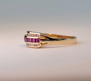 14K Yellow Gold Ruby and Diamond Band