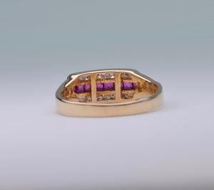 14K Yellow Gold Ruby and Diamond Band