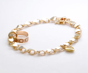 14K Yellow Gold Heart Charm Bracelet