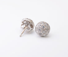 18K White Gold CZ Dome Earrings