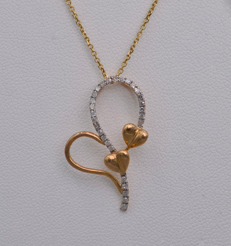 10K yellow gold heart-shaped pendant with Diamonds