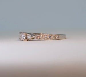 Delicate diamond ring in 14K white gold