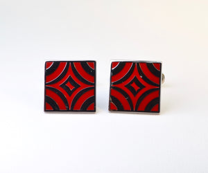 Red Enamel Square Cufflinks