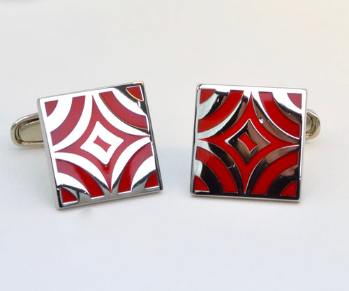 Red Enamel Square Cufflinks