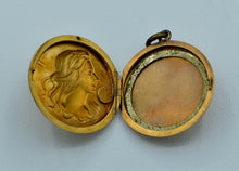 14K Art Nouveau locket with Sarah Bernhardt on front and monogram on back