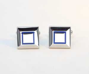 Blue Outline Square Cufflinks